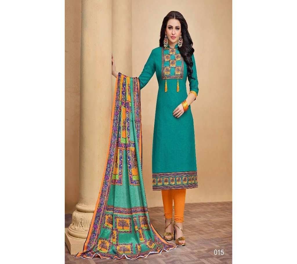 Angroop Plus Indian Designer Unstitched Cotton Slub Three-Piece
