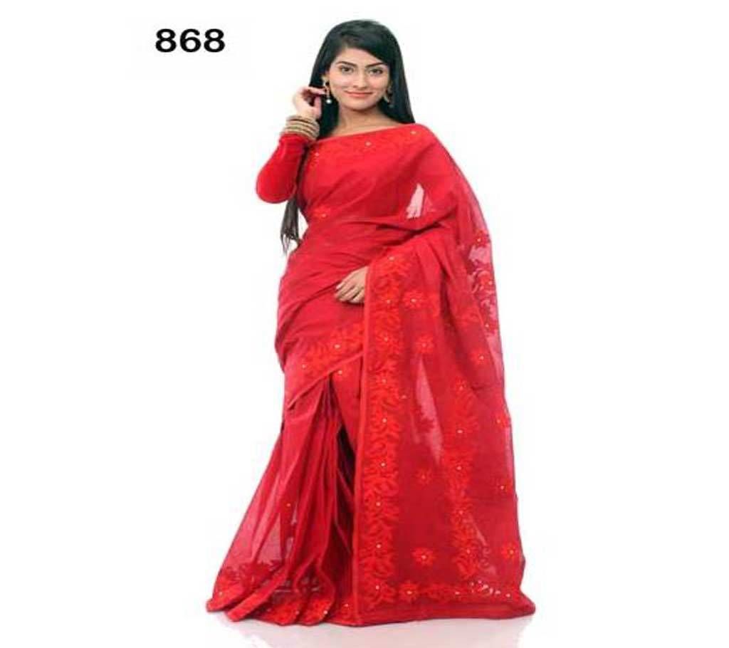 pure cotton sharee with hand embroidery and applique 
