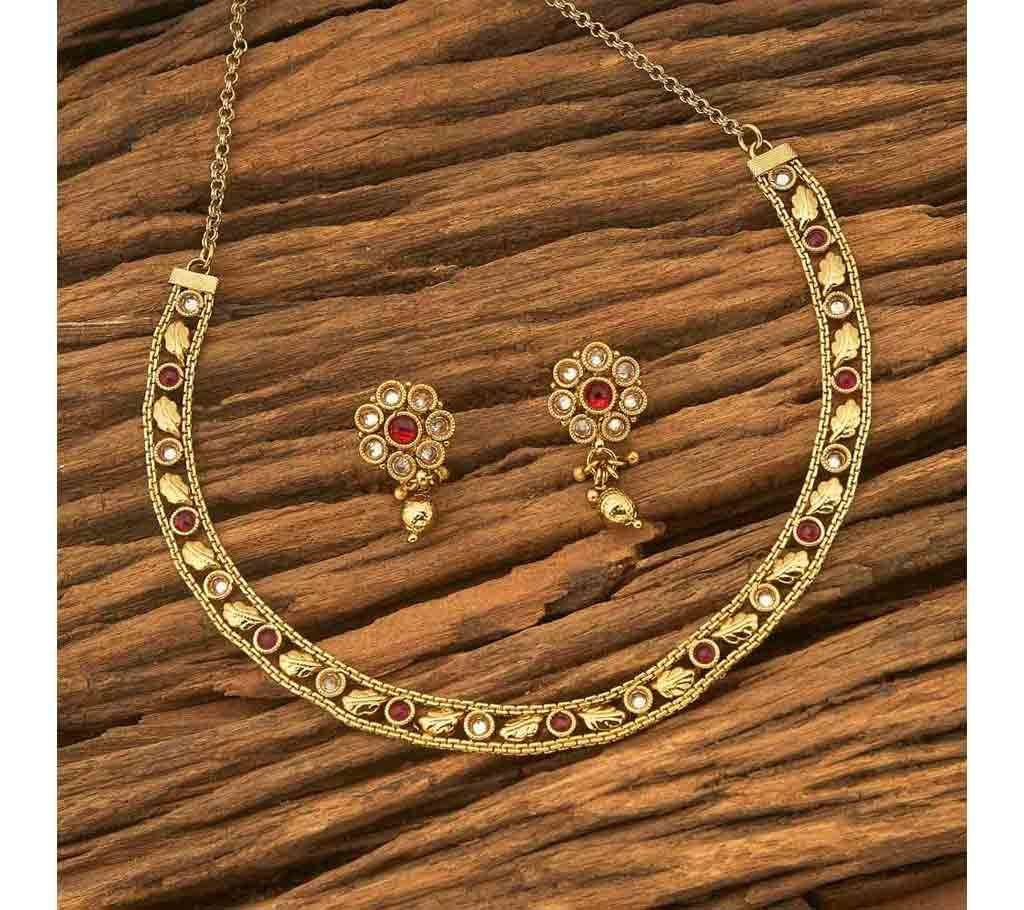  ANTIQUE DELICATE NECKLACES WITH MEHNDI PLATING 16797 (by Pink Point - KJ16797)