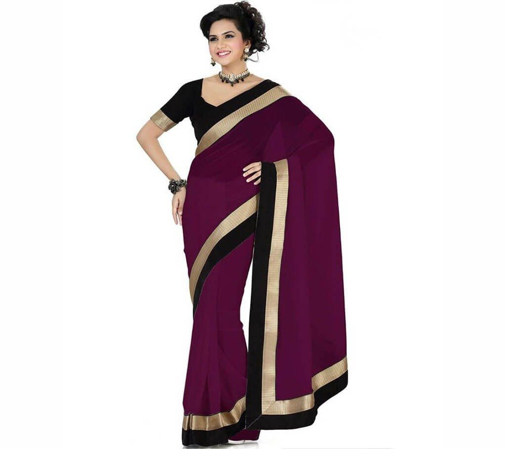 Indian purple Soft Georgette Saree