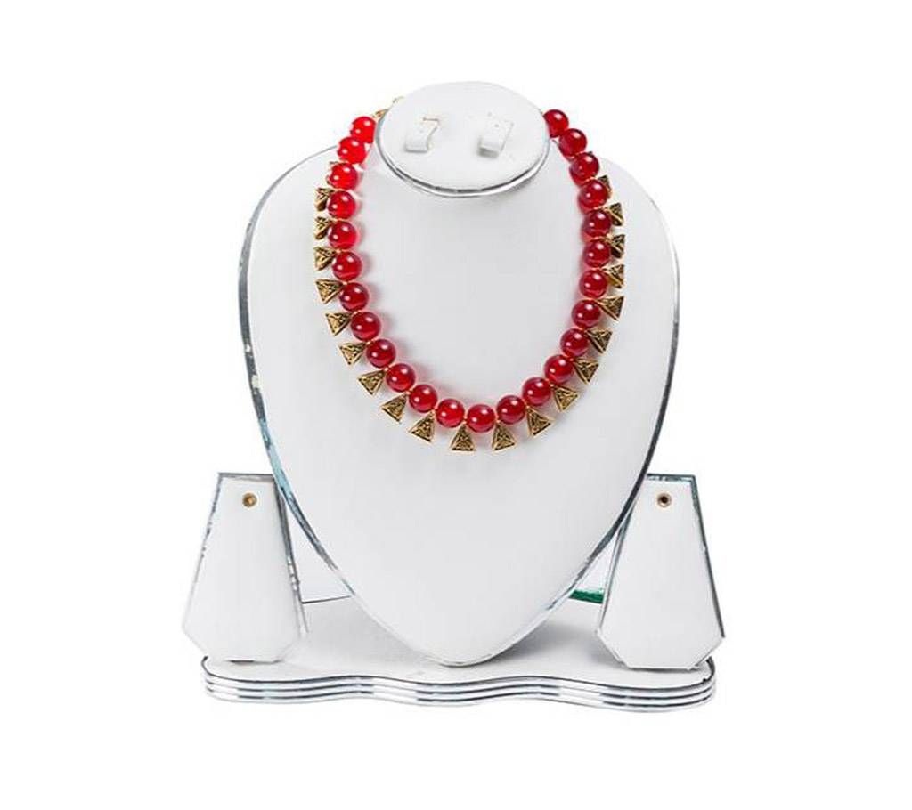 Red Color Artificial Pearl Necklace