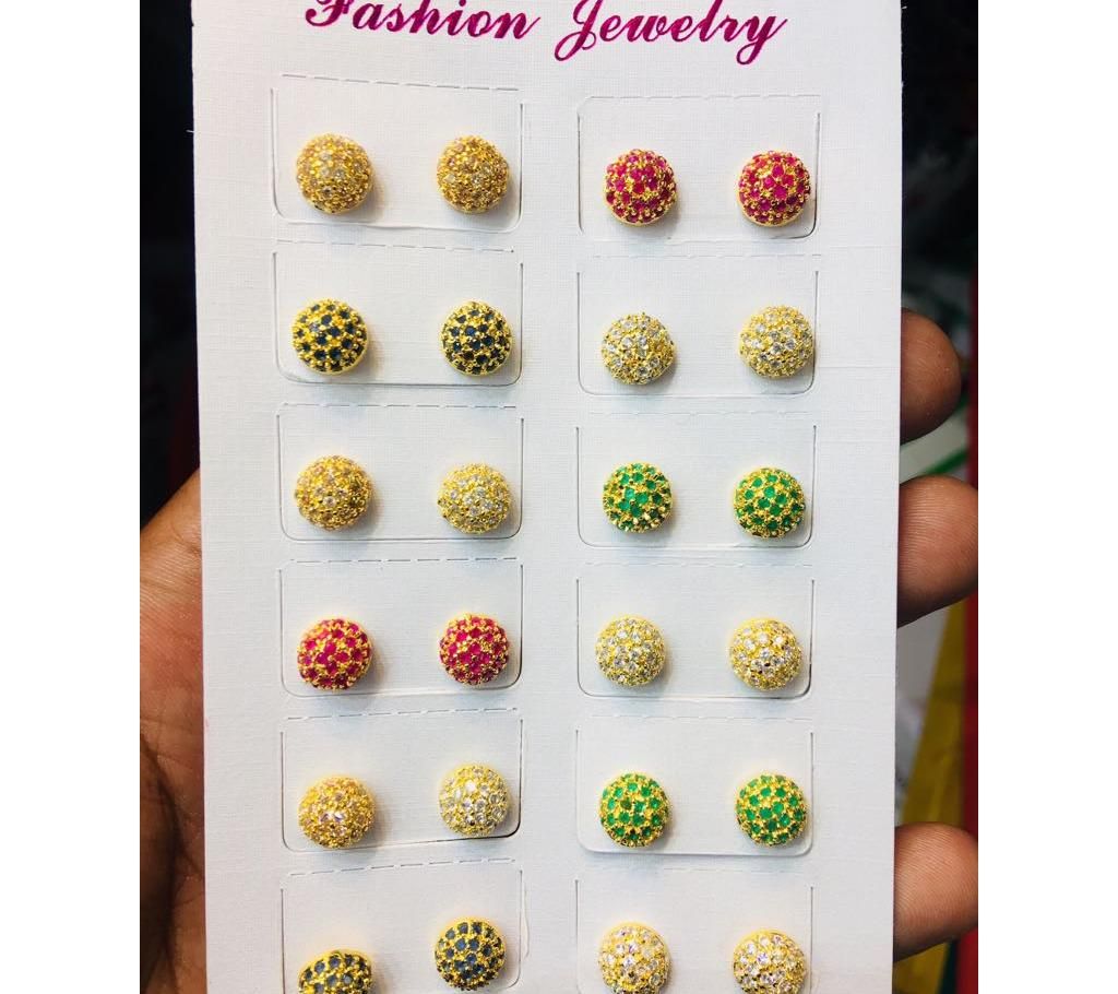 Colorful Stone Setting Earrings - 1 pair