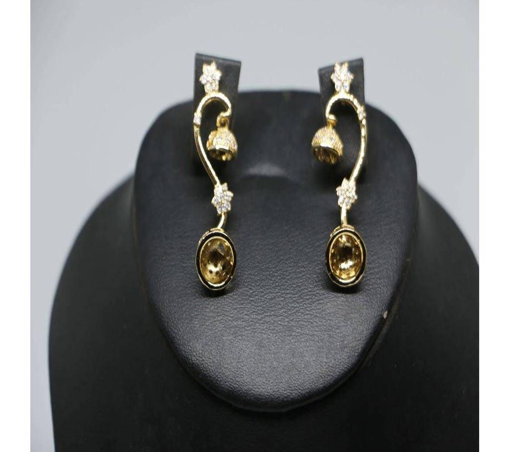 Golden color diamond cut double jumka 