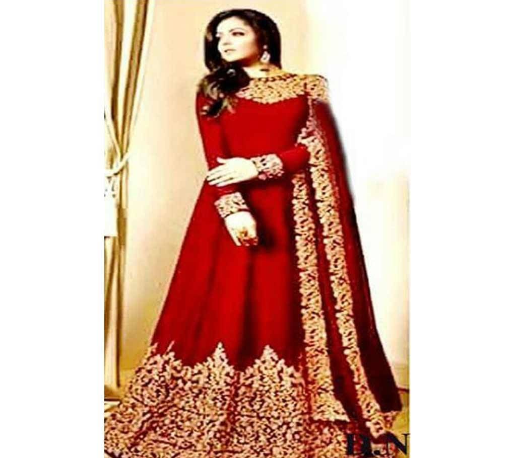 Semi Stitch Georgette Embroidery Gown For Women