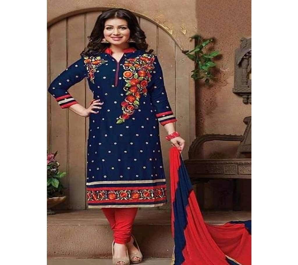 Unstitched block printed Rajdhani voyel cotton Salwar Kameez St block-364