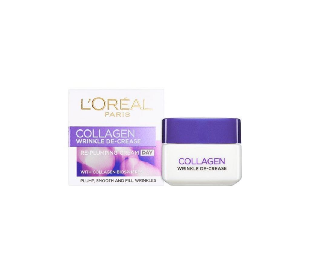 L`OREAL PARIS Collagen wrinkle DE-CREASE Re-Plumping Day cream (Germany)