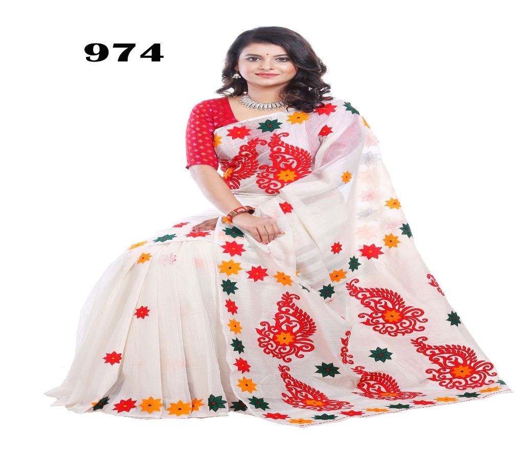 Off whiye sari