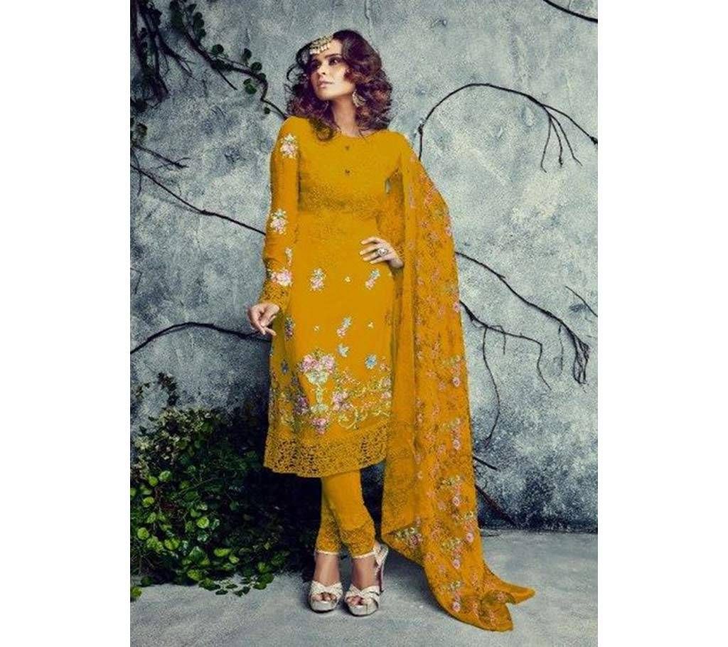 MUMTAZ HITS COLOUR BY SAJAWAT CREATION 4010 Honey Orange Color Semi Stitched GEORGETTE PARTY WEAR 
