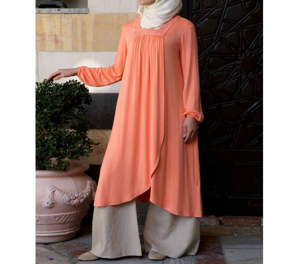 Orange  Stretch Jersey Borka For Woman