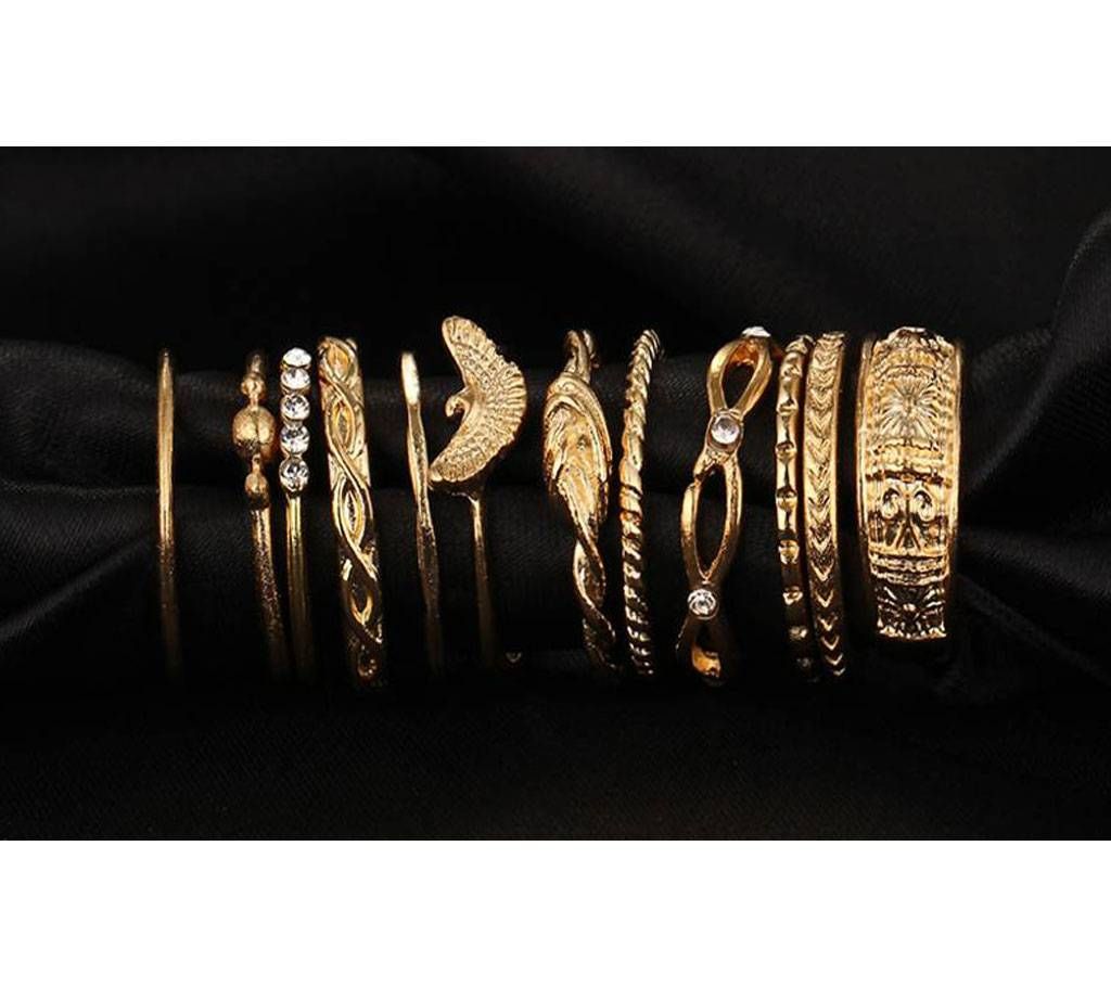 12 Pcs Golden Finger Ring Set