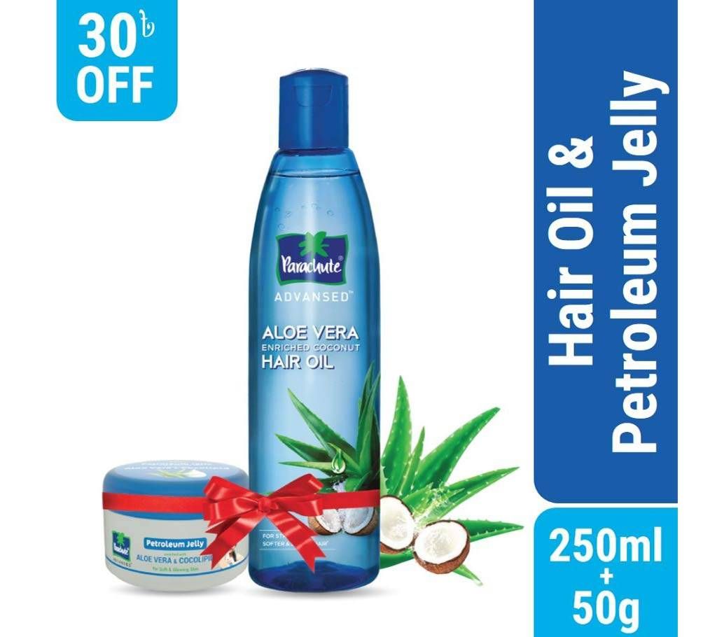Parachute Power of Aloe Vera Pack Parachute Aloe Vera 300ml & Parachute Petroleum Jelly 50g Combo Offer