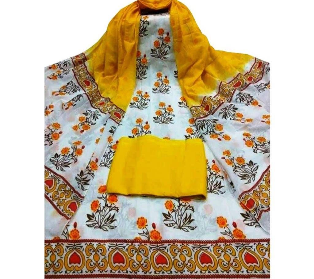 Unstitched skin printed cotton salwar kameez ST-78