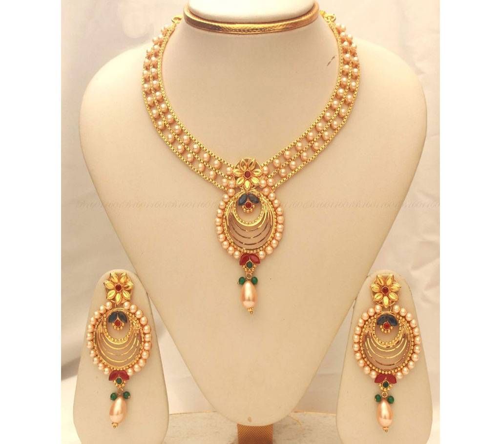 Multi Color Gold Plated Necklace Jewelry
