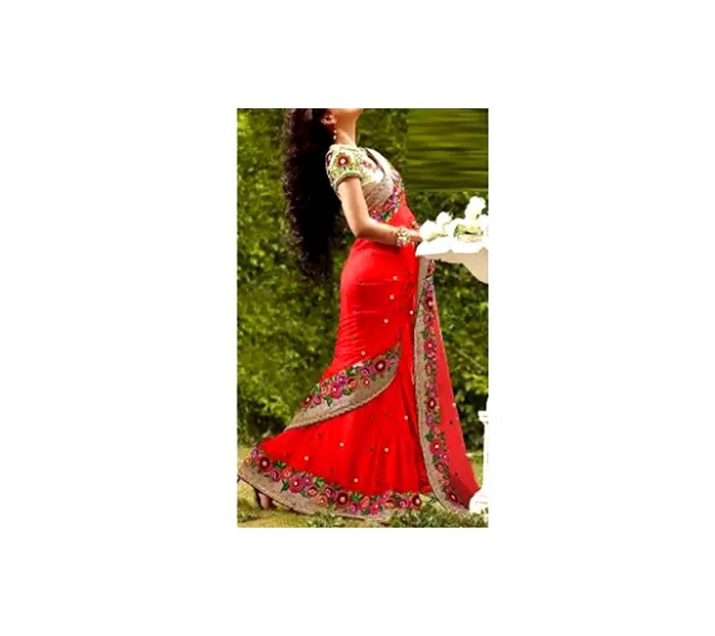Red Georgette Saree with Blouse for Women
