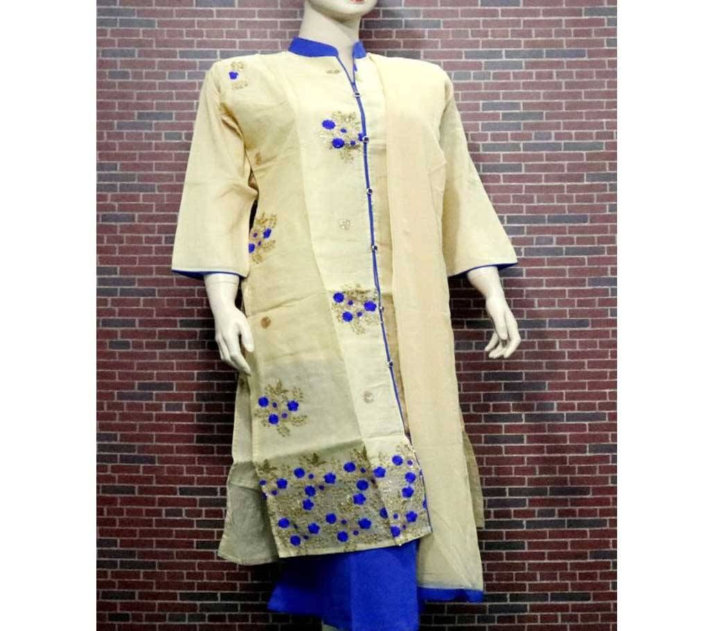 Stitched Full Sleeve Embroidery Printed 3Pcs For Woman