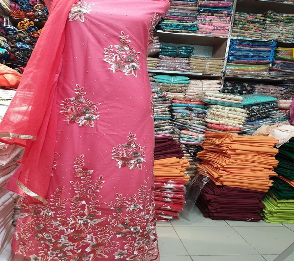 High Fabric Embroidered Cotton Net Unstitched 3 Piece(With inner)-N3