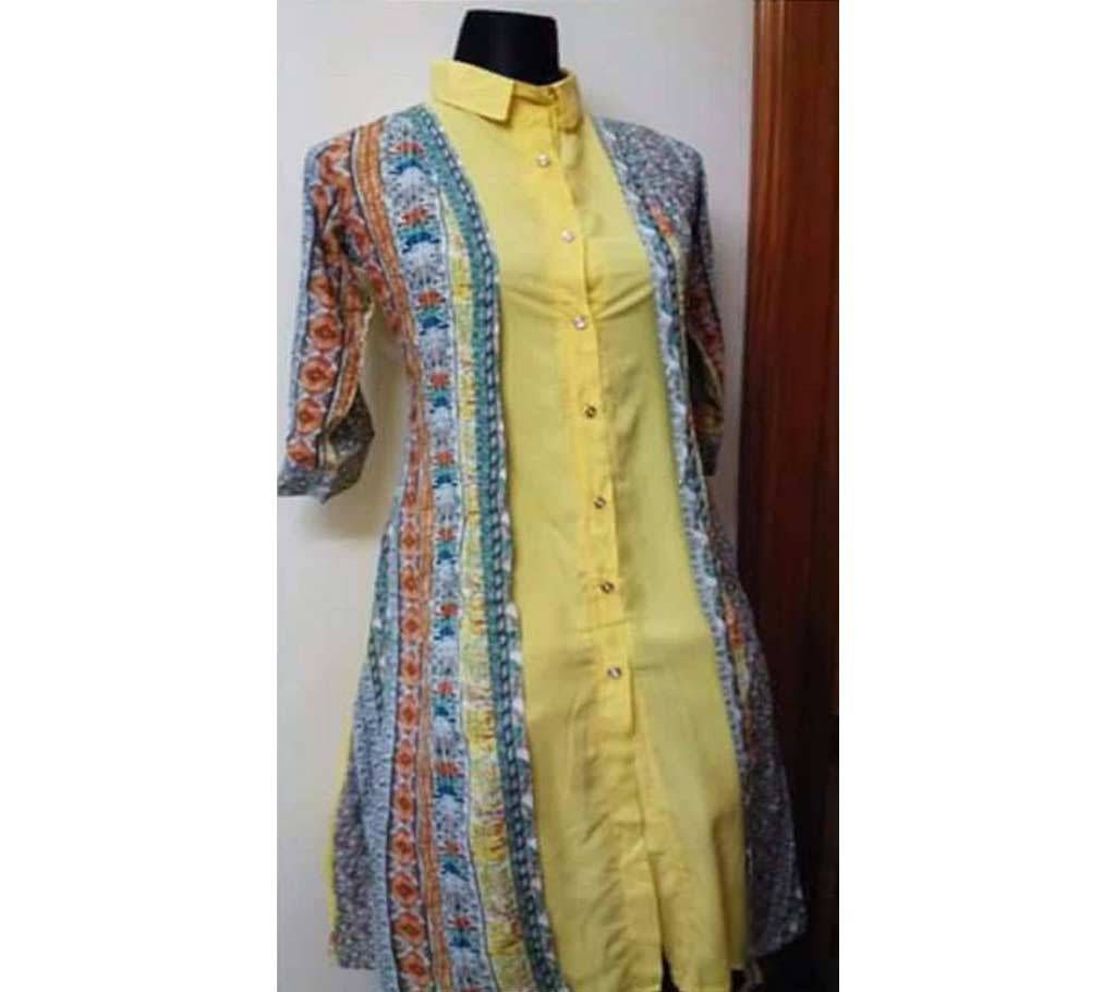 Unstitched V-neck Toned Solid Kurti