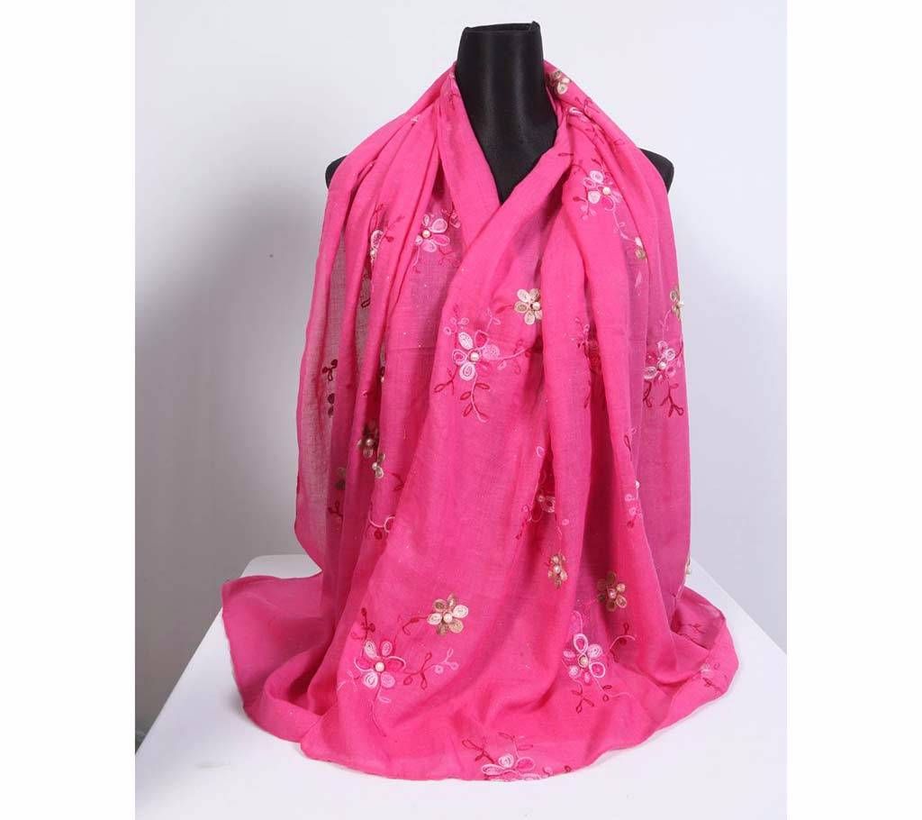 Magenta Cotton Embroidery Hijab