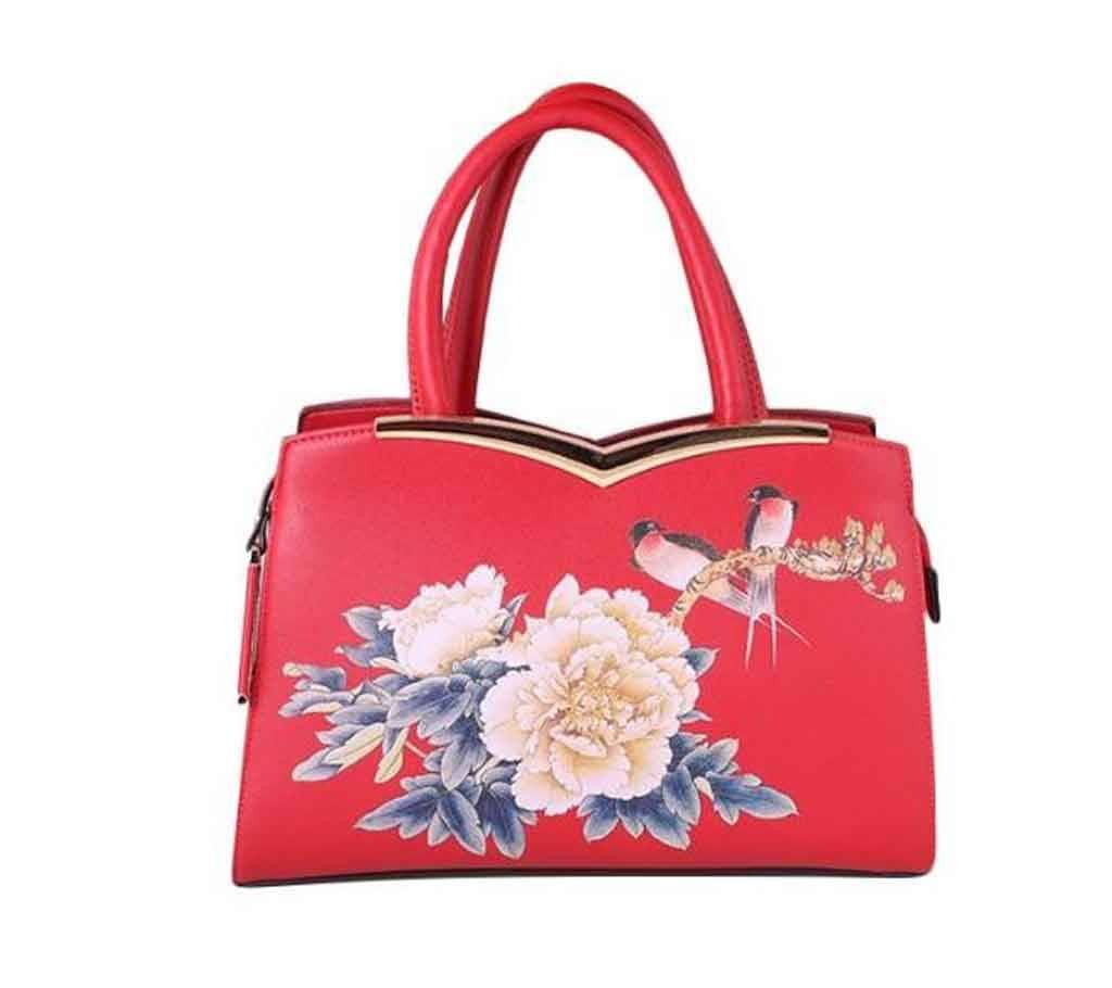 Red Artificial Leather Hand Bag For Women