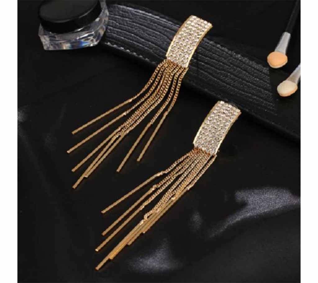 Long Crystal Tassel Earrings