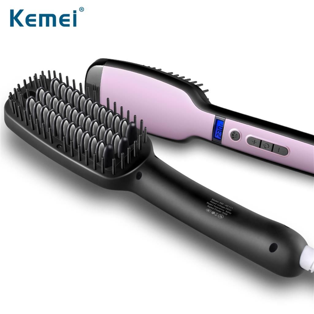 kemei spray system hair straightener brush