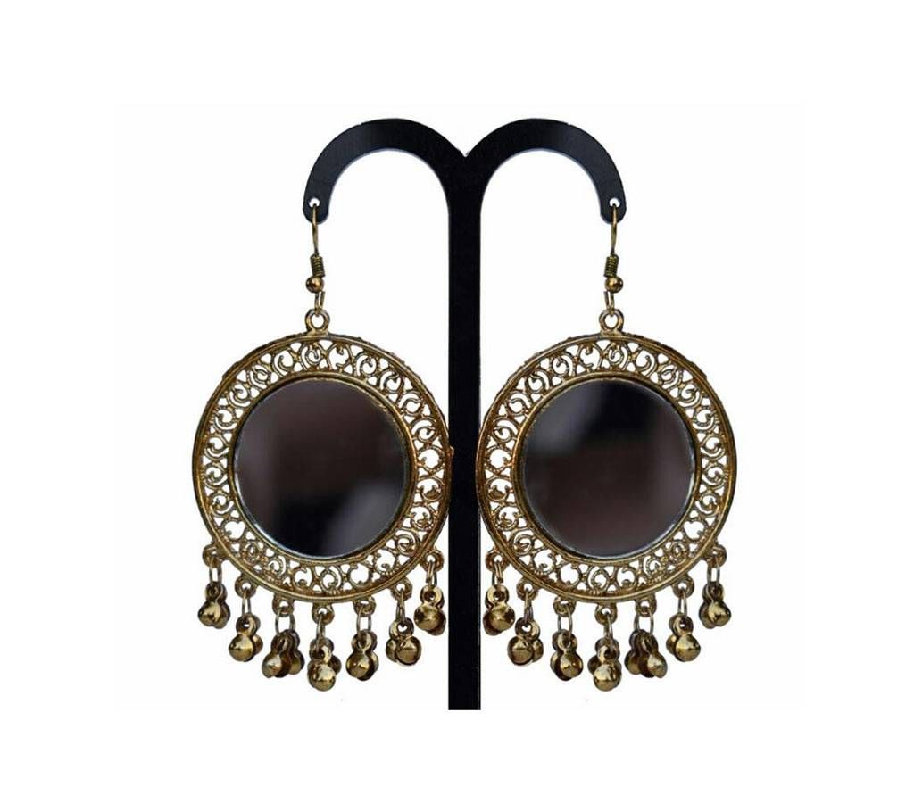Antique Silver Plated MIrror Setting Earrings 