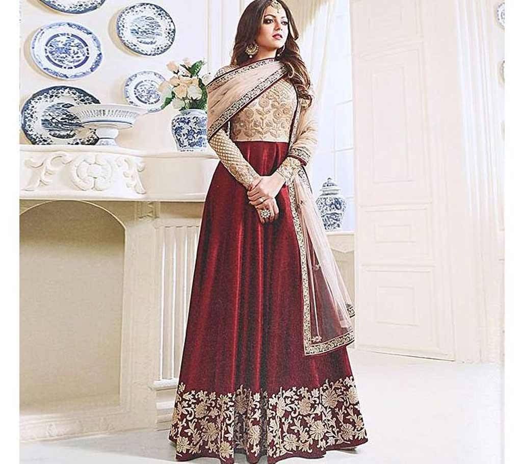 Maroon and Golden Embroidery Georgette Gown (Copy)