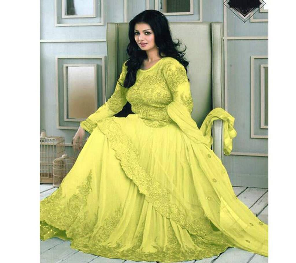 Georgette Semi Stitched Gown - Lemon