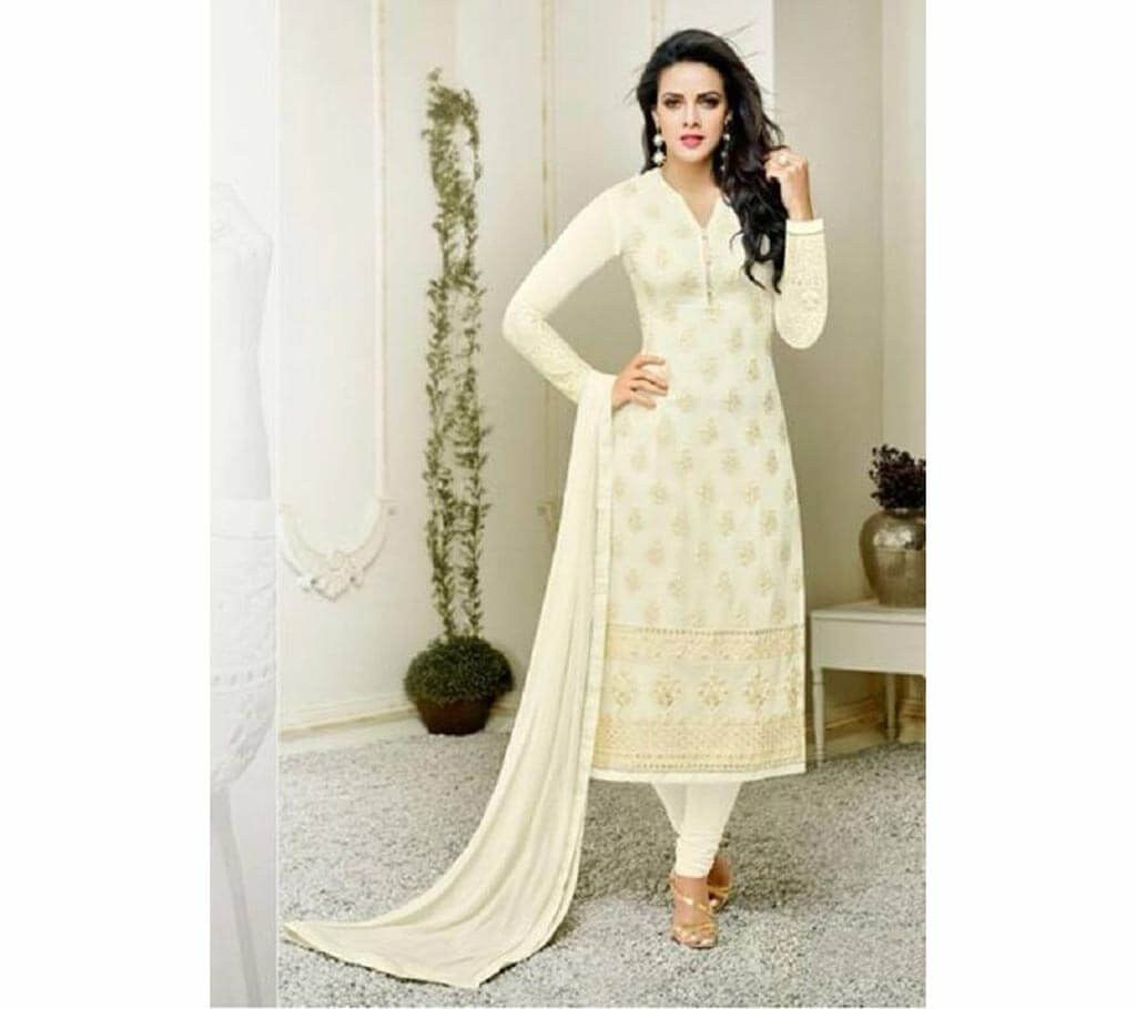 Unstitched replica georgette embroidery three pc