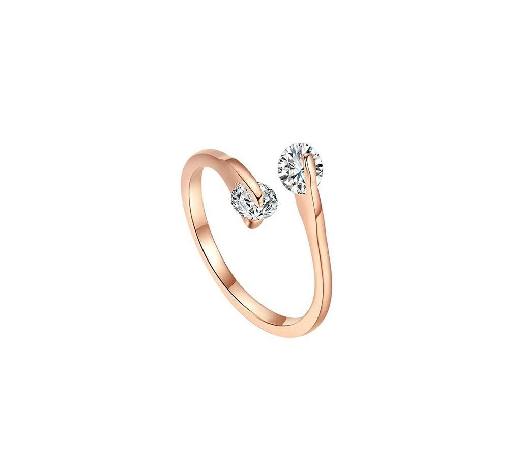 Rose Gold Plated hion Design Twin finger Ring for ladies 