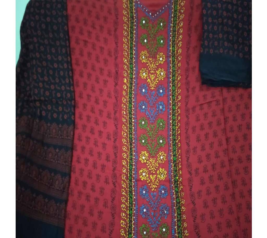 un stitched joypuri linen three piece 