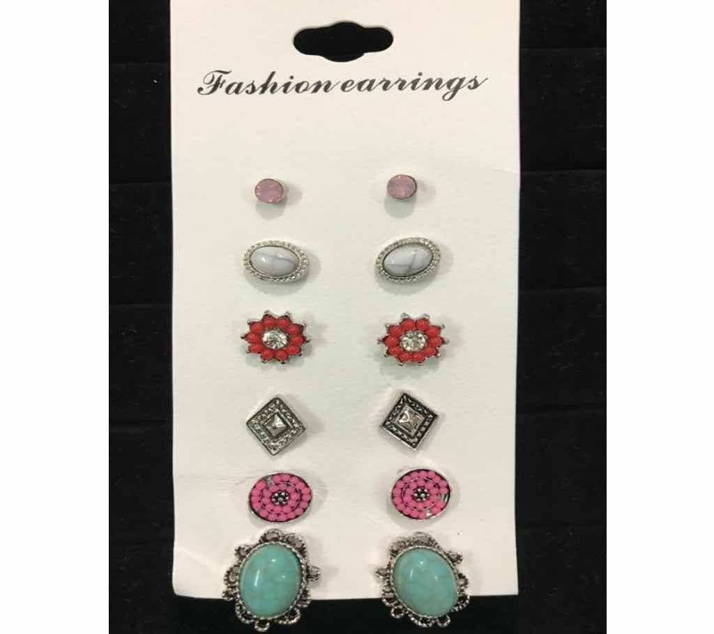 Fancy ear top 6 pair set