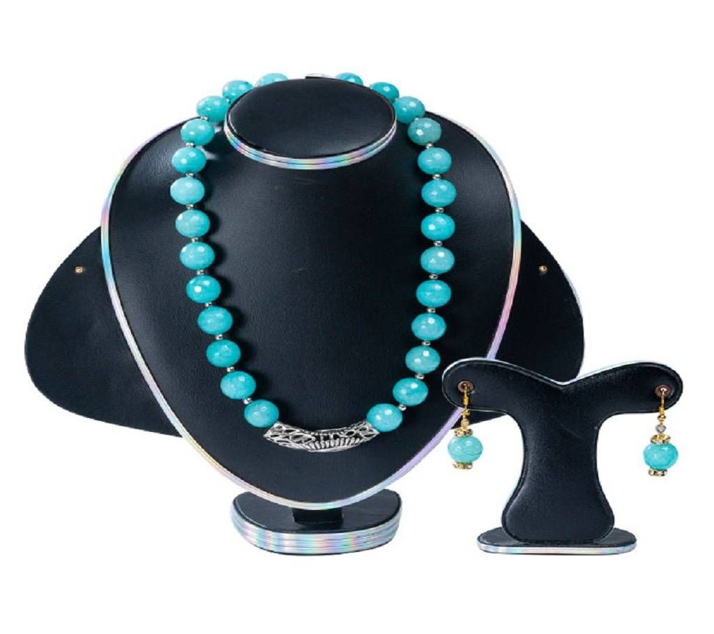 Blue Colour Marble Stone  Setting Jewelry Set