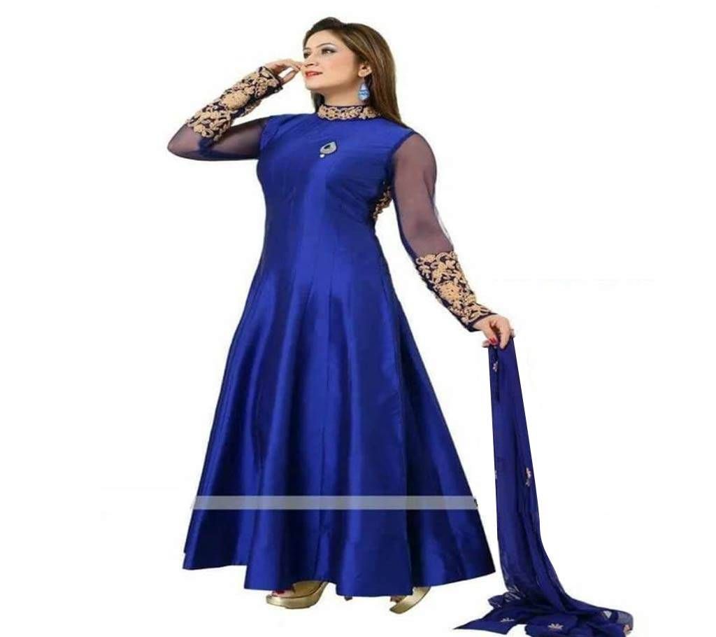 blue un-stitched georgette with embroidery Gown