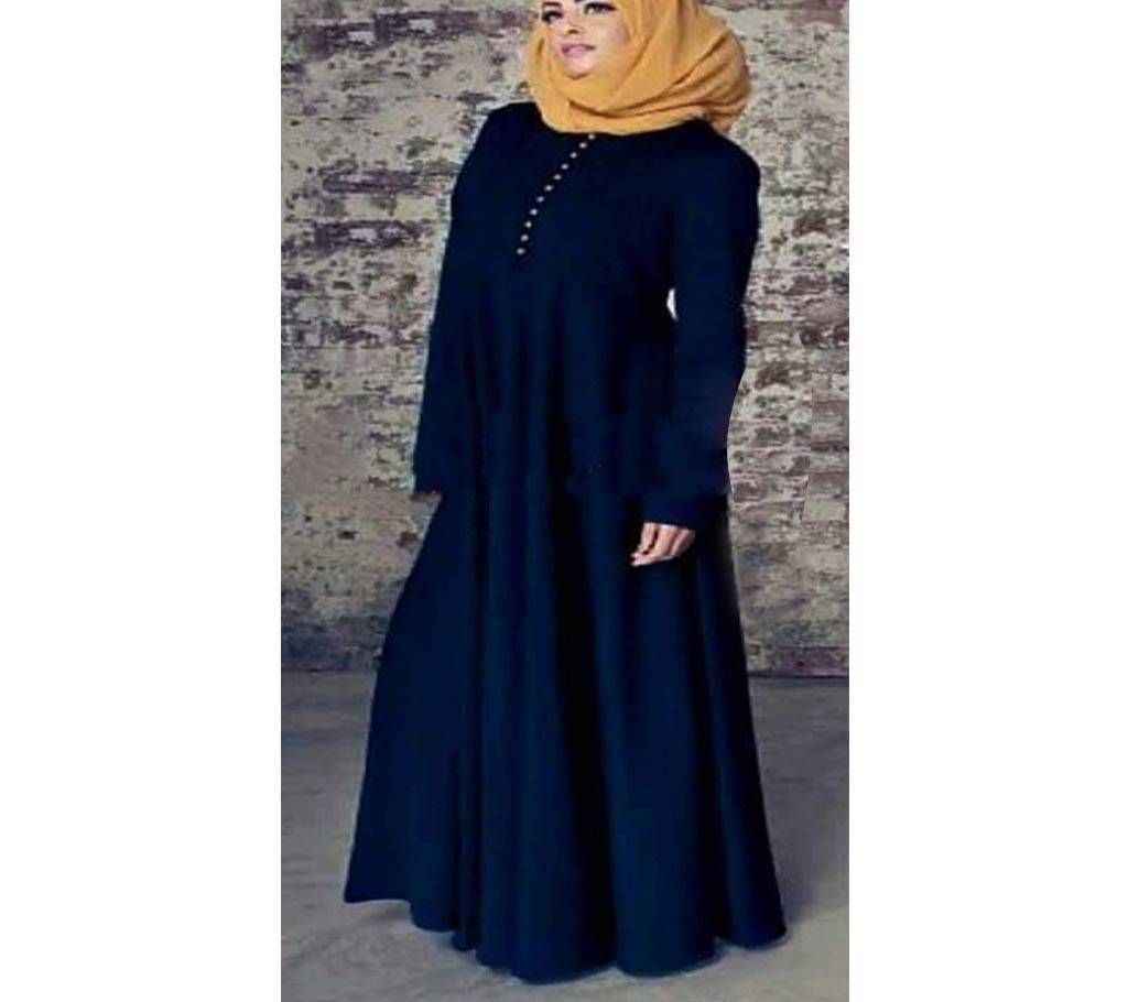 Navy Blue Georgette/ Stretch Jersey Borka For Woman