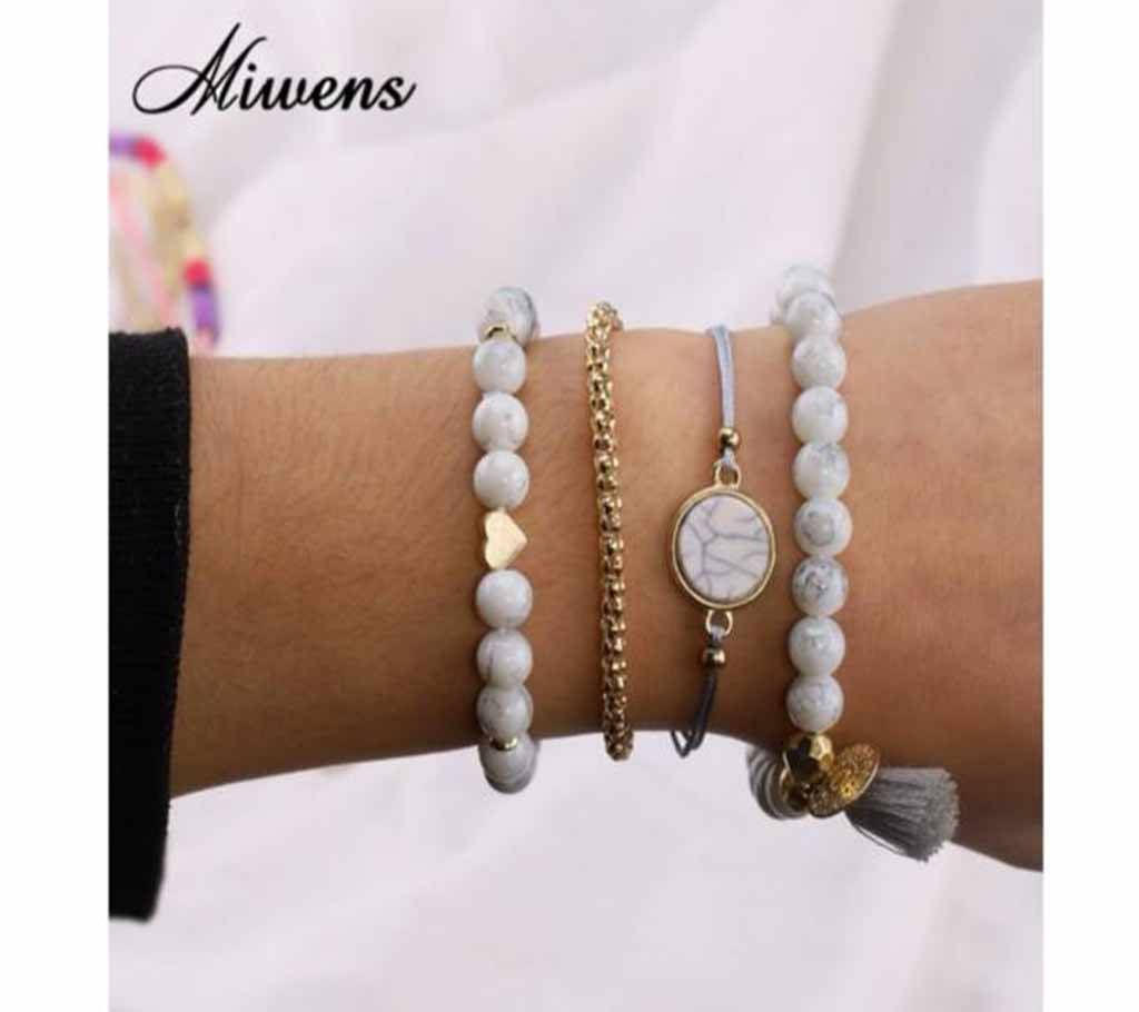 4PCS/Set Boho Stone Tassel Bracelets For Women