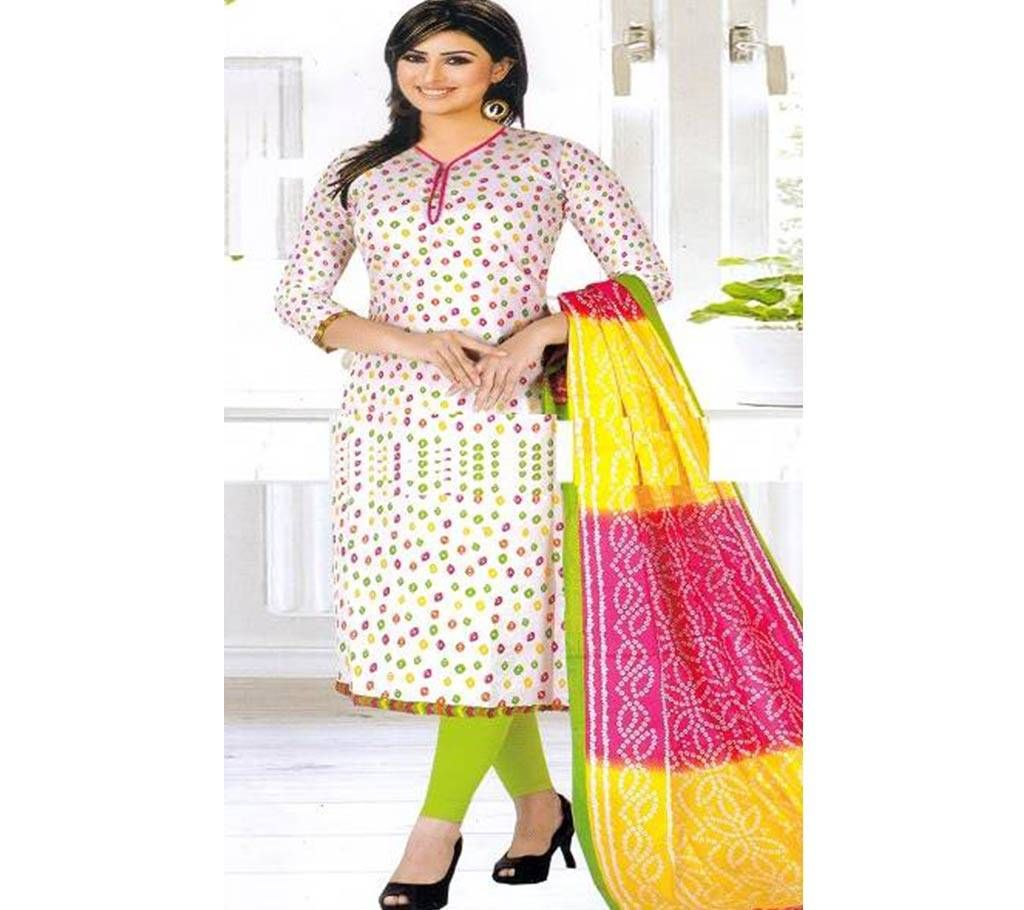 Unstitched cotton lown three pcs