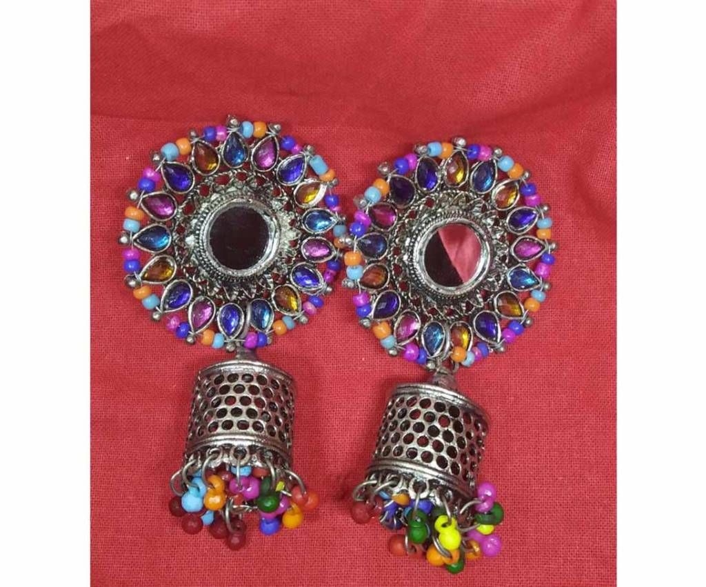 Mirror Afghan Jhumkas