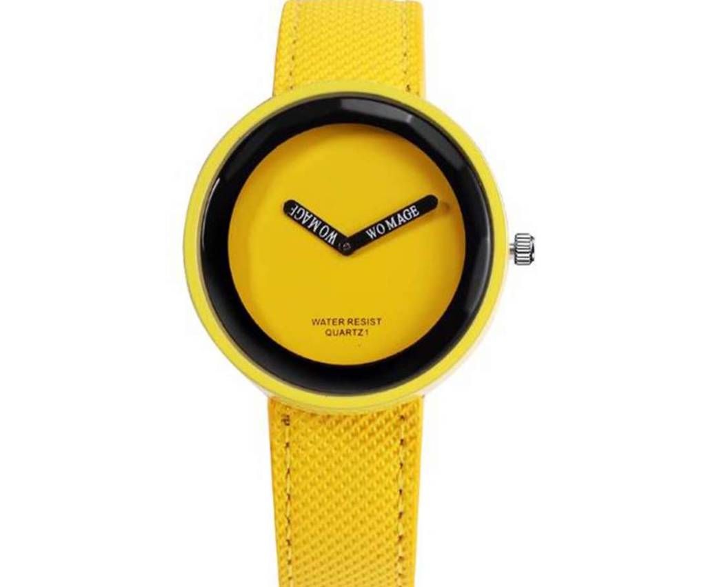 Yellow Leather Strap Wrist Watches  For Women