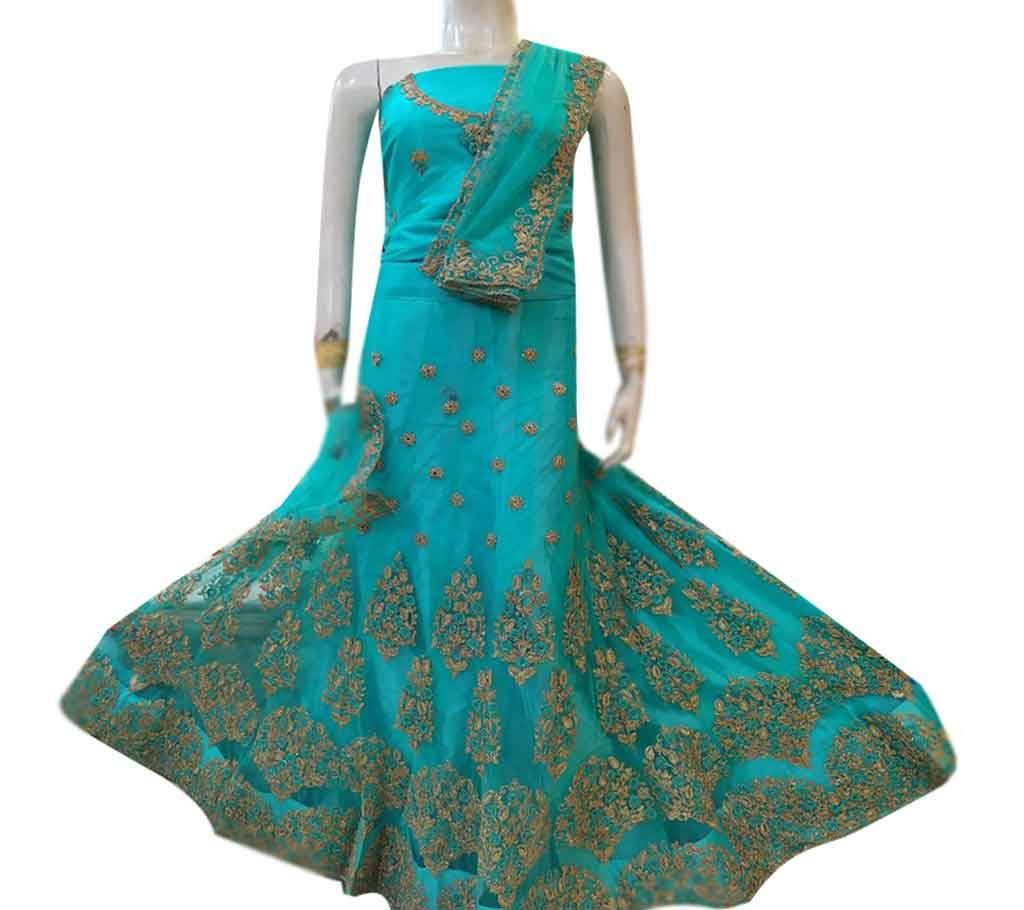 UNSTECHED Net Fabric LEHENGA