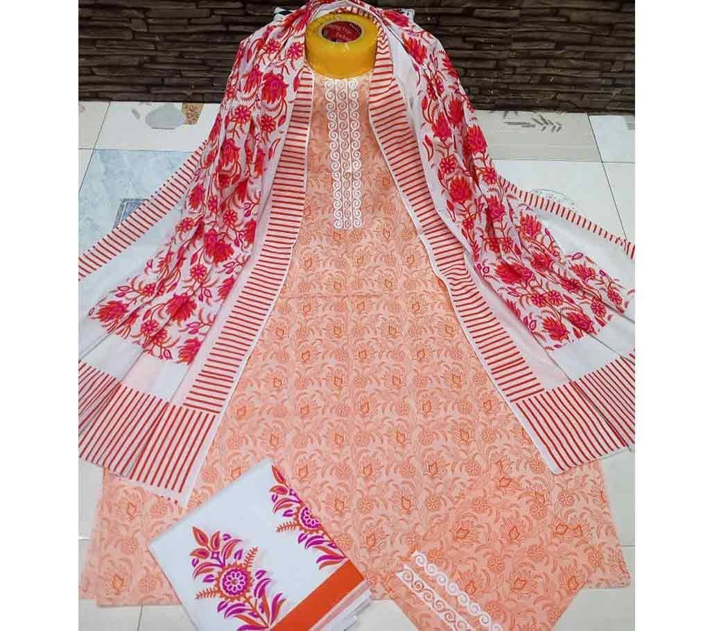 Deshi Cotton Unstitched Screen Printed 3Pcs - C56 - MHG