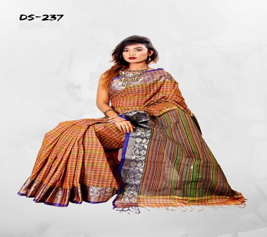 Multicolour Half Silk Saree with Blouse Piece for Women-18