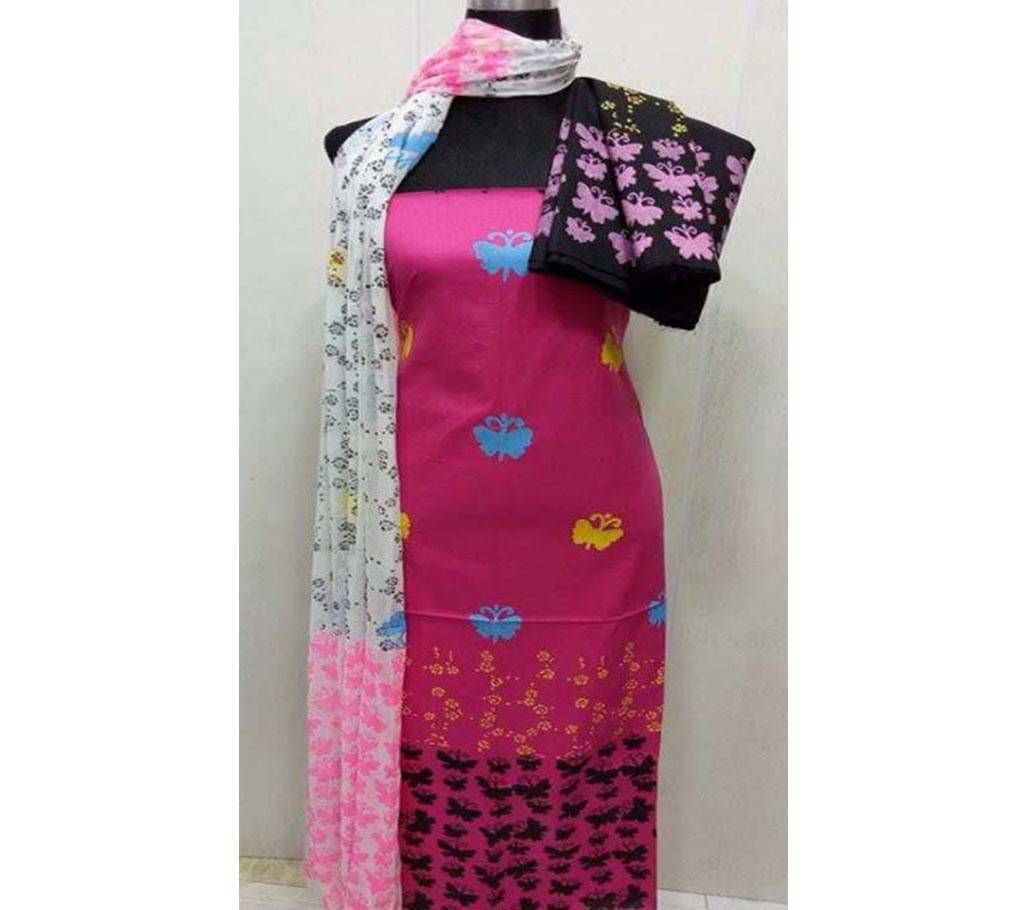 Block Printed Unstitched Cotton Three Pieces