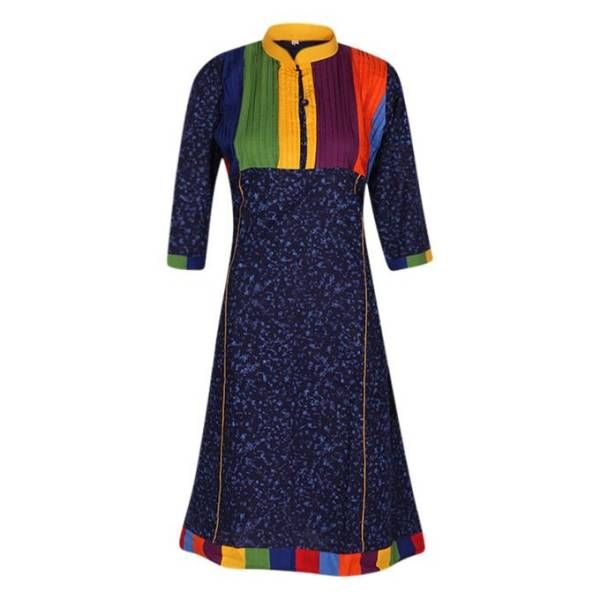 Cotton Casual Kurti For Women - Dark Blue