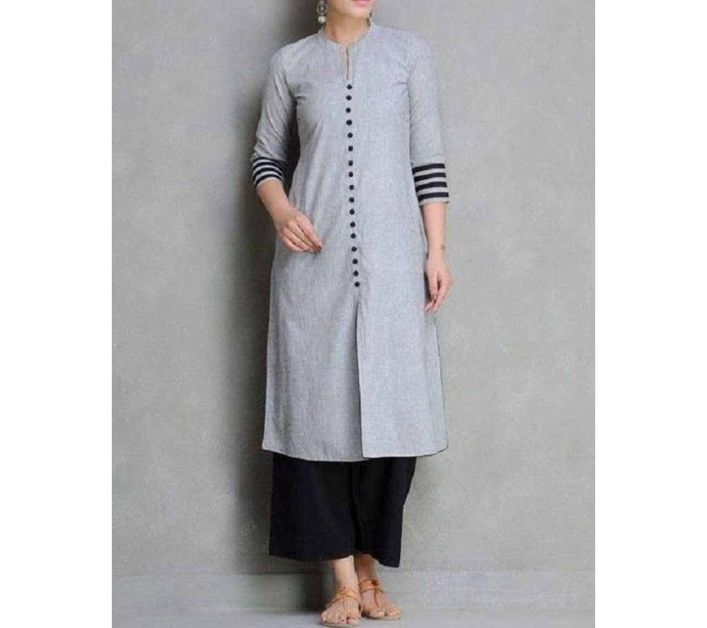 Ash Chinese linen Semi Ready Kurti 422