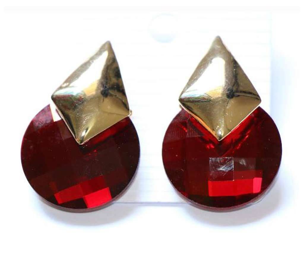 Glossy Maroon Designer Earrings