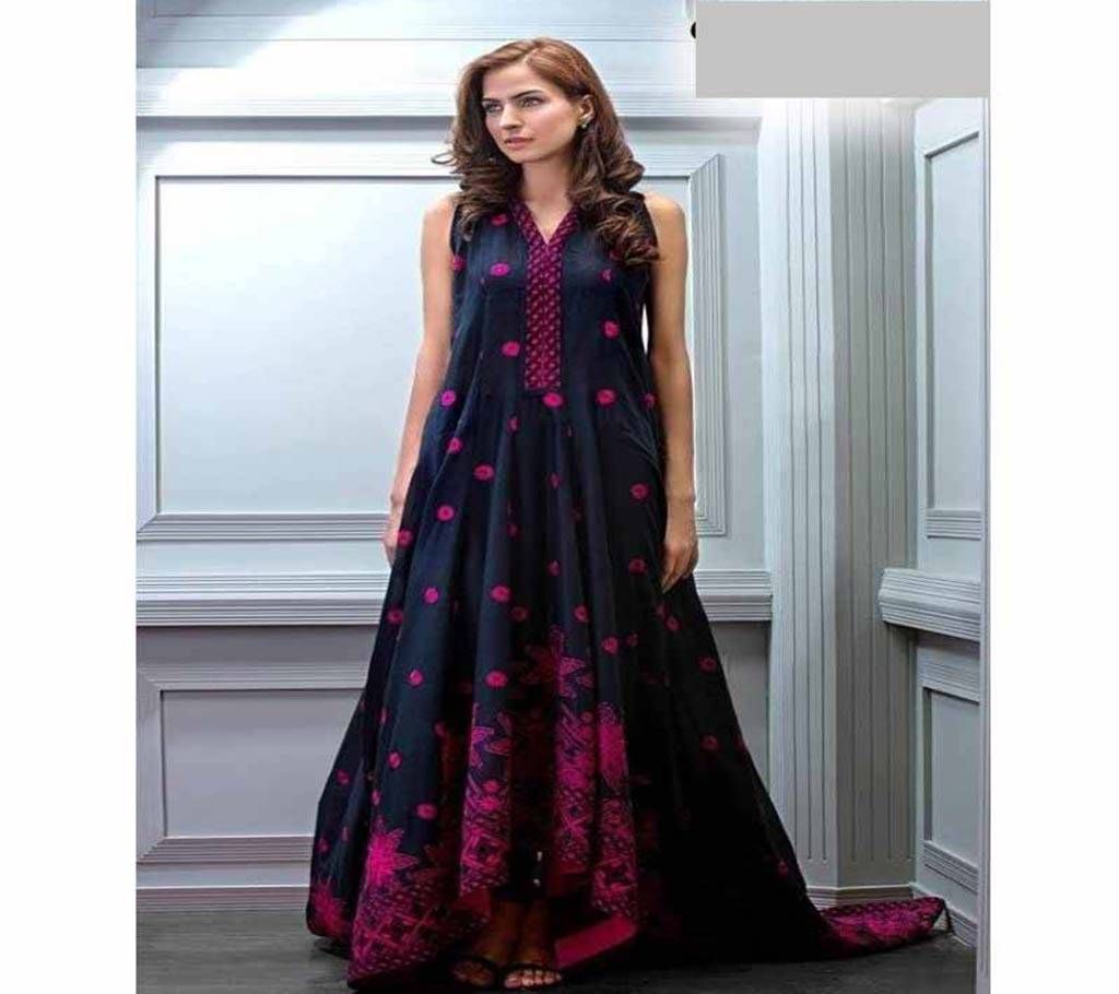 China Linen Embroidered Semi Ready Long Kurti