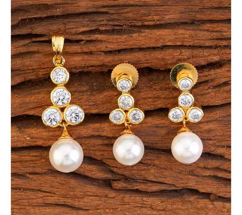 CZ DELICATE PENDANT SETS WITH GOLD PLATING 59070 (by Pink Point - KJ59070)