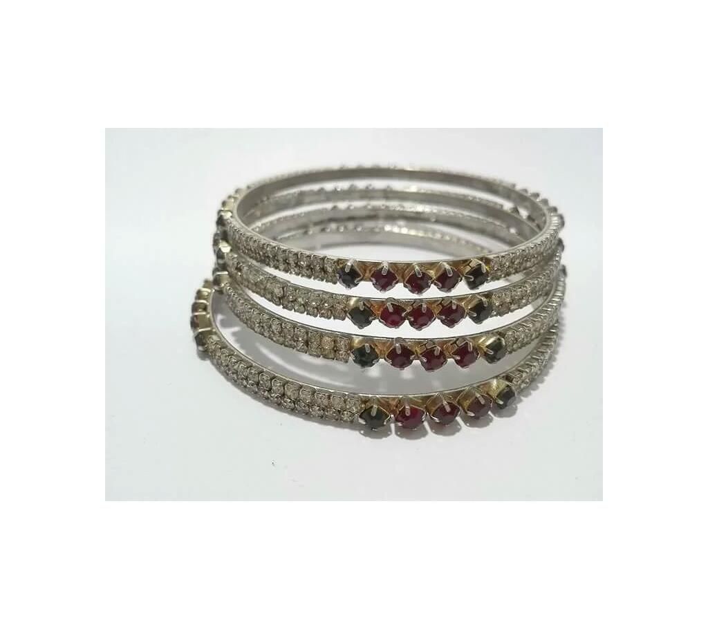 Indian Stone Setting Bangles - 4pcs 