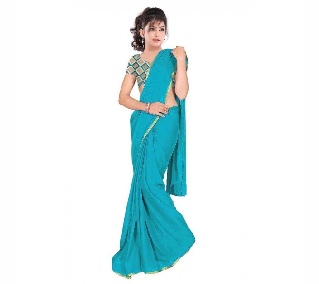 Indian Deep Sky Blue Soft Georgette Saree